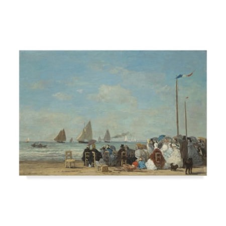Eugene Louis Boudin 'Beach Scene At Trouville' Canvas Art,16x24